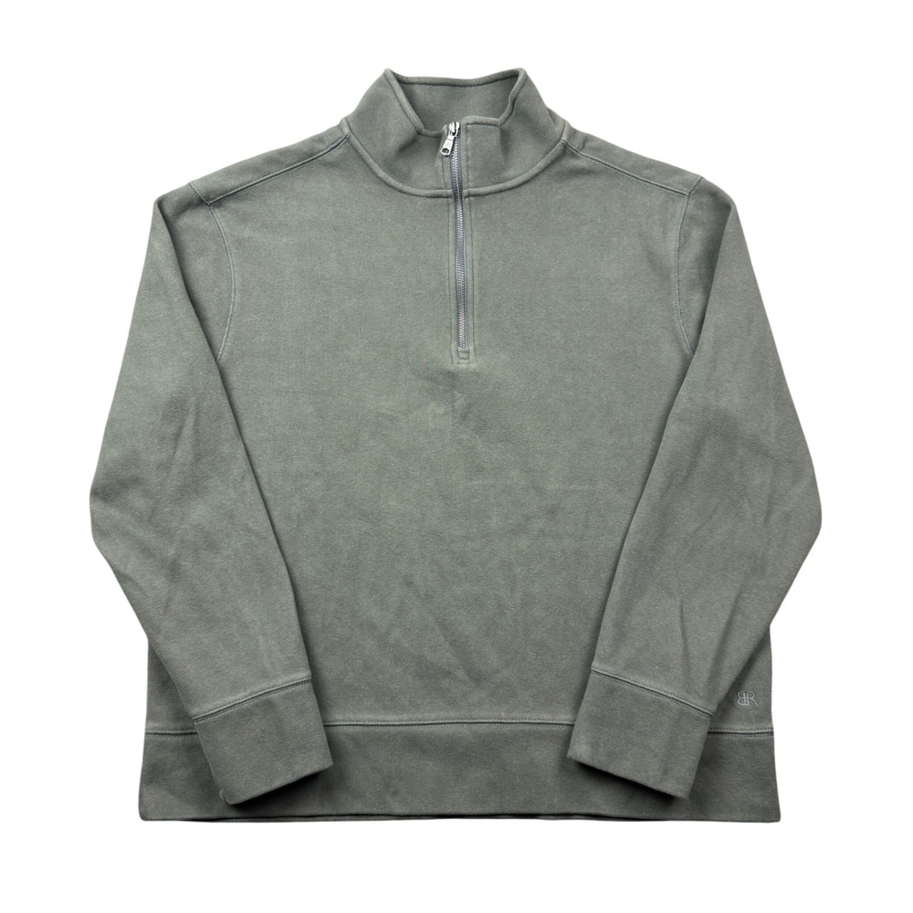 Banana Republic Mens XL Olive Green Quarter Zip Sweatshirt Mock Neck Pullover